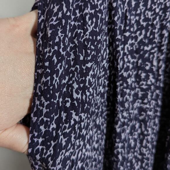 Mister Zimi Nina V-Neck Blue Print Cropped Wide Leg Jumpsuit Size 8 Preowned - Picture 7 of 9